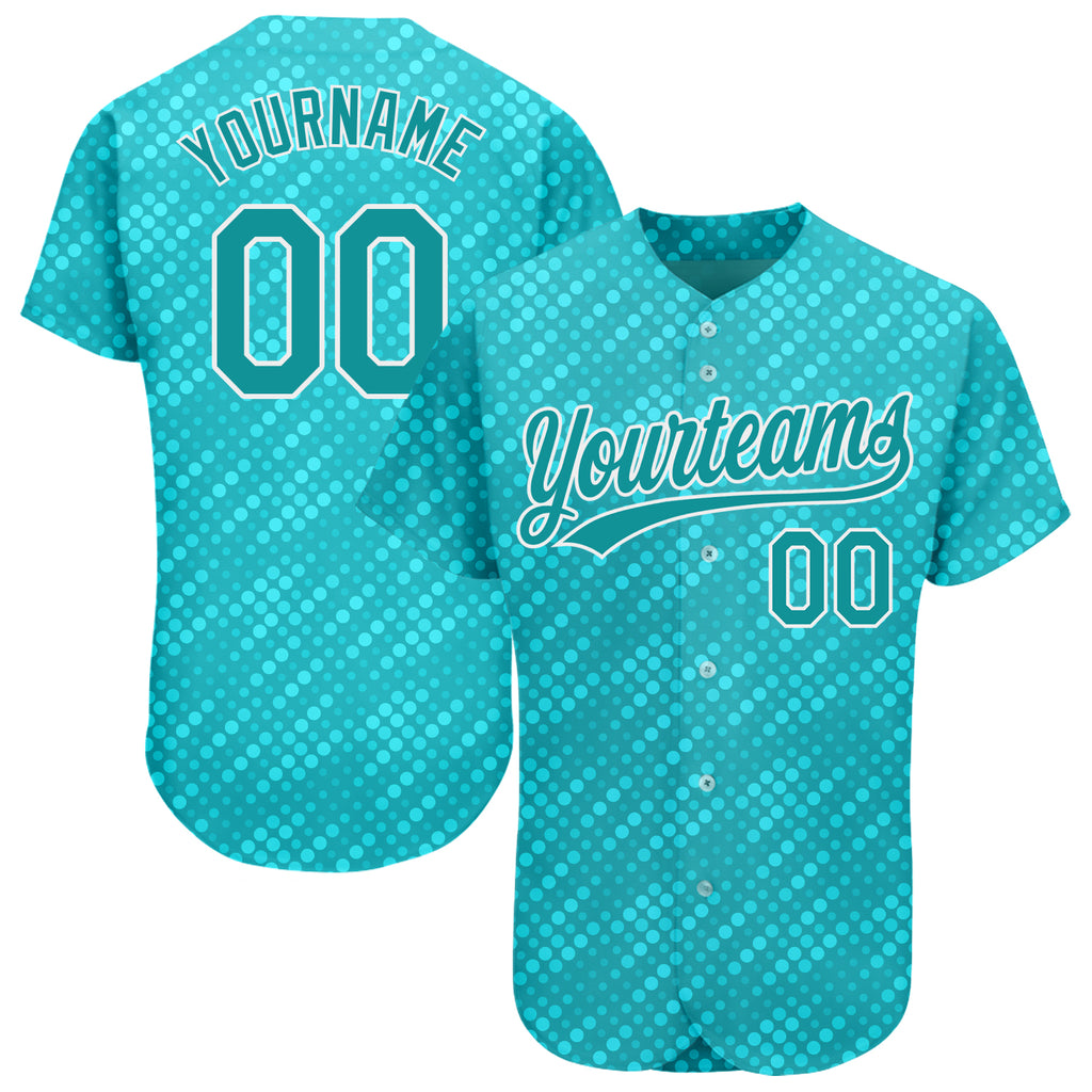 Custom Aqua Teal-White Baseball Jersey with 3D Pattern Design and Authentic Look, Free Shipping2