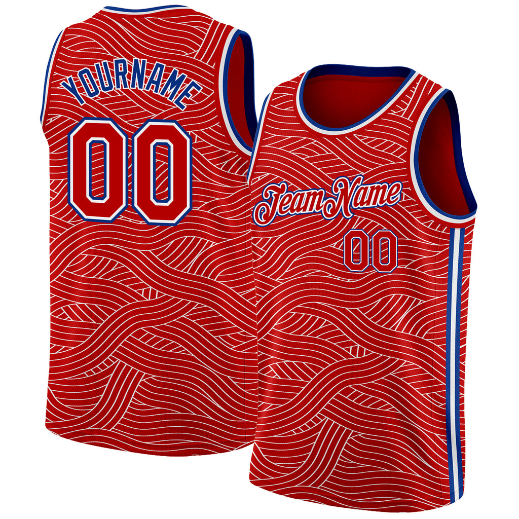 Custom Red Royal-White Authentic City Edition Basketball Jersey