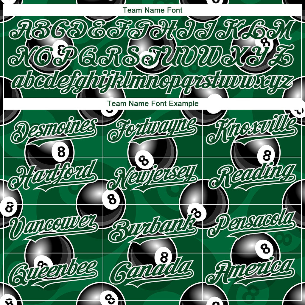 Custom Green White 3D Pattern Design Billiards Snooker 8 Ball Authentic Baseball Jersey