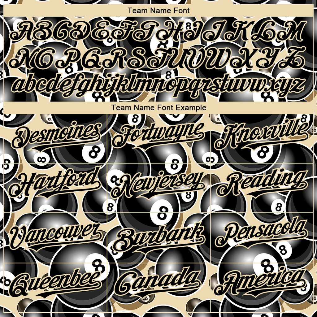 Custom City Cream Black 3D Pattern Design Billiards Snooker 8 Ball Authentic Baseball Jersey