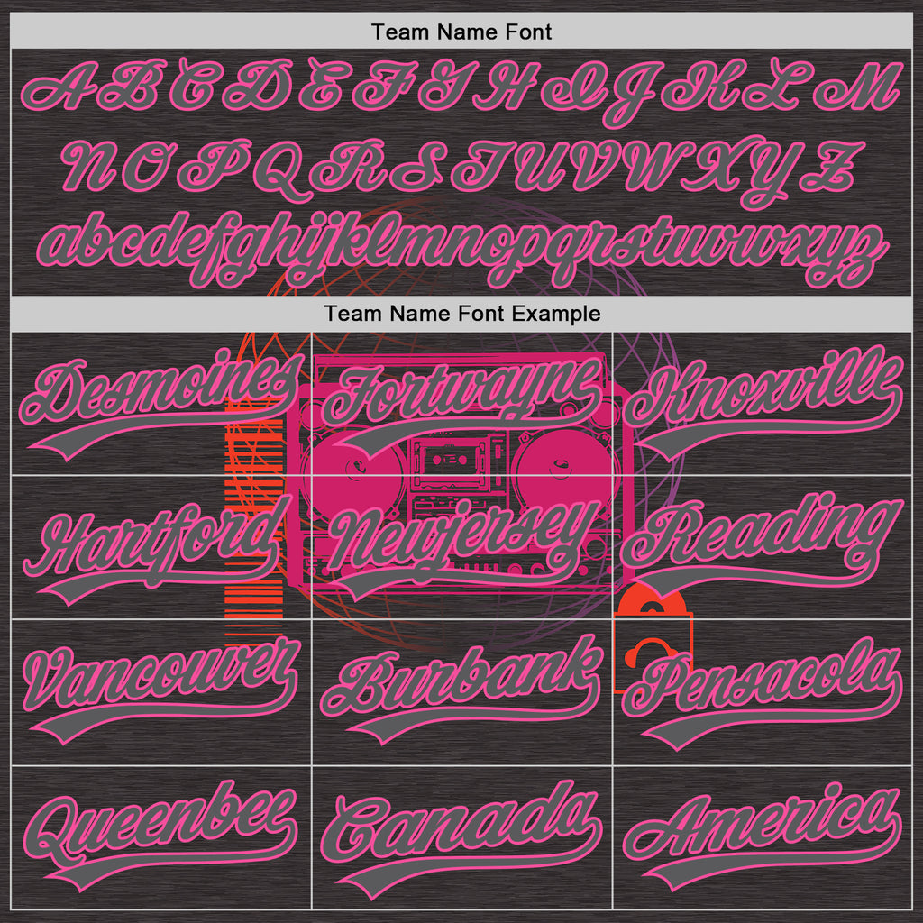 Custom Steel Gray Pink 3D Pattern Design Music Festival Old School Music Authentic Baseball Jersey