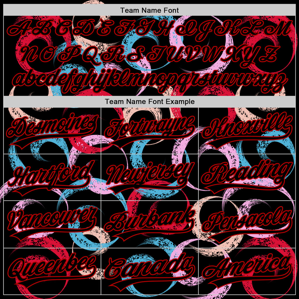 Custom Black Red 3D Pattern Design Abstract Grunge Art Authentic Baseball Jersey