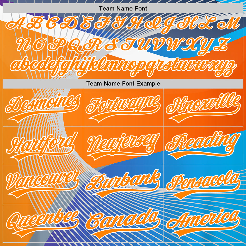 Custom Light Blue Bay Orange-White 3D Pattern Design Abstract Sport Authentic Baseball Jersey