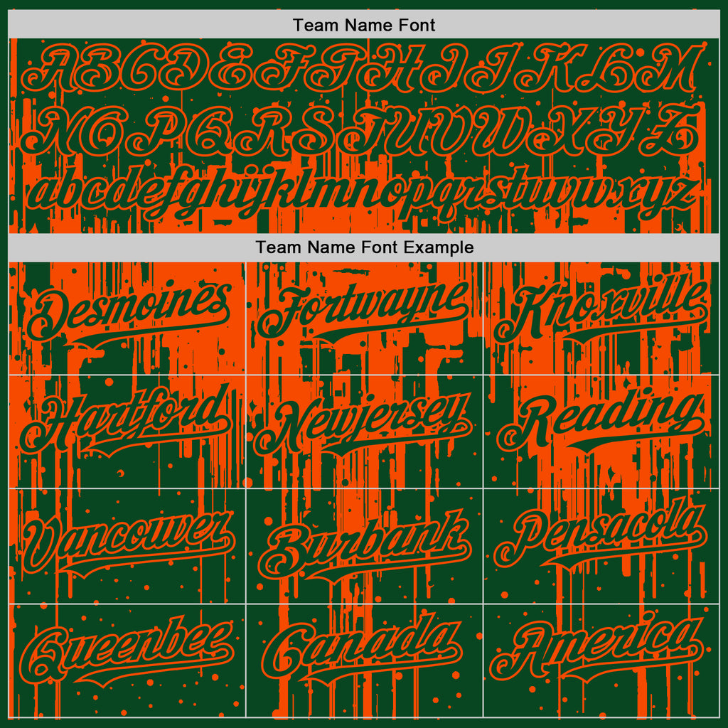 Custom Green Orange 3D Pattern Design Dripping Splatter Art Authentic Baseball Jersey