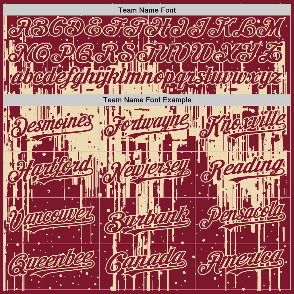 Custom Crimson City Cream 3D Pattern Design Dripping Splatter Art Authentic Baseball Jersey