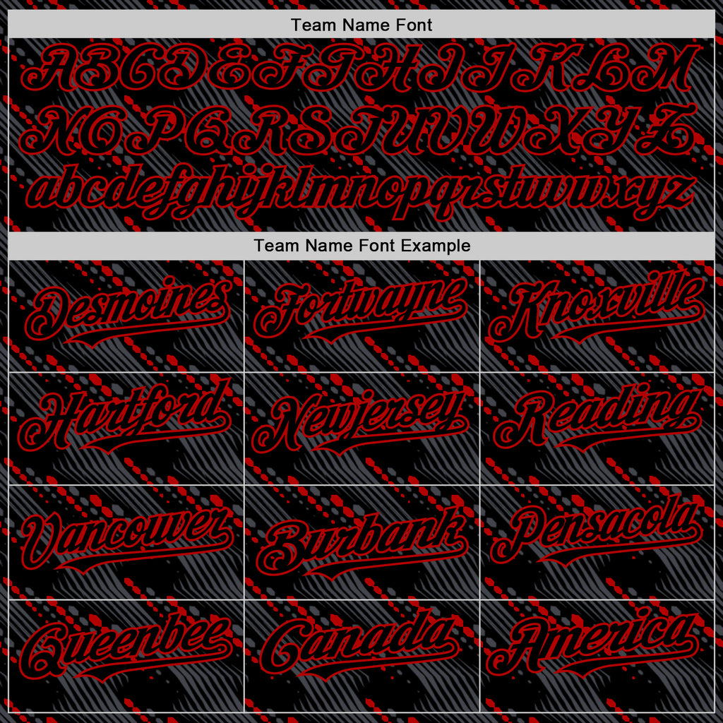 Custom Black Red 3D Pattern Design Slant Lines Authentic Baseball Jersey