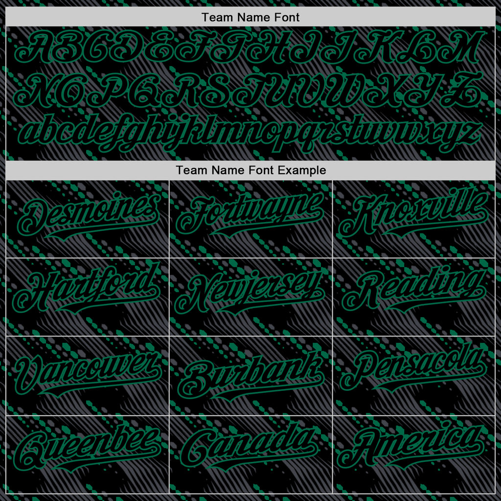Custom Black Kelly Green 3D Pattern Design Slant Lines Authentic Baseball Jersey