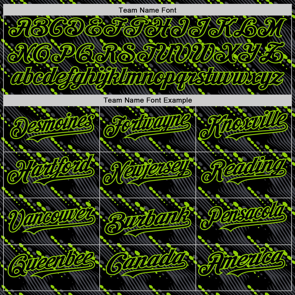 Custom Black Neon Green 3D Pattern Design Slant Lines Authentic Baseball Jersey