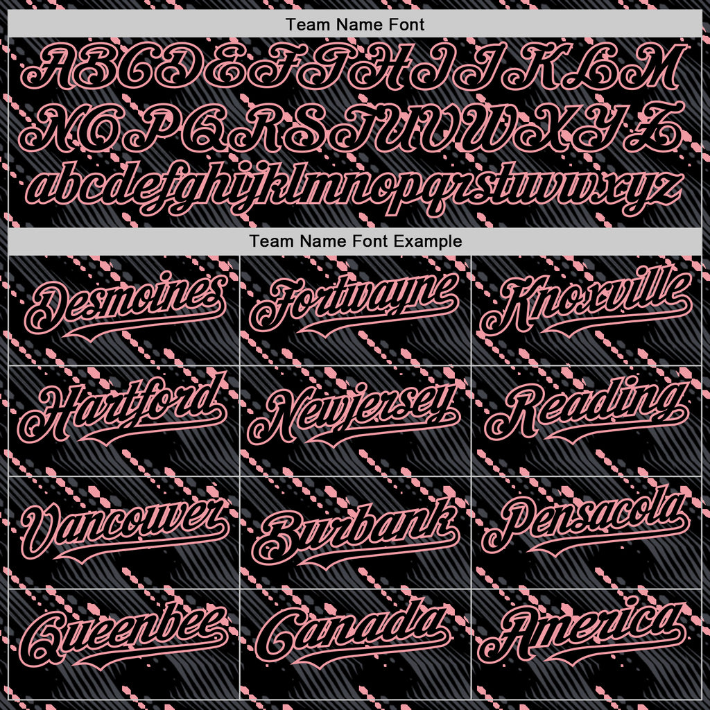 Custom Black Medium Pink 3D Pattern Design Slant Lines Authentic Baseball Jersey
