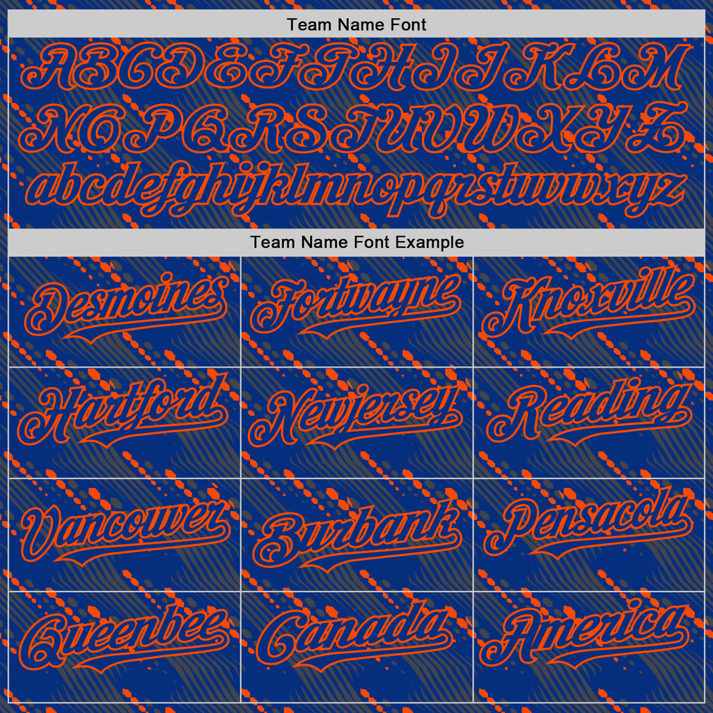 Custom Royal Orange 3D Pattern Design Slant Lines Authentic Baseball Jersey