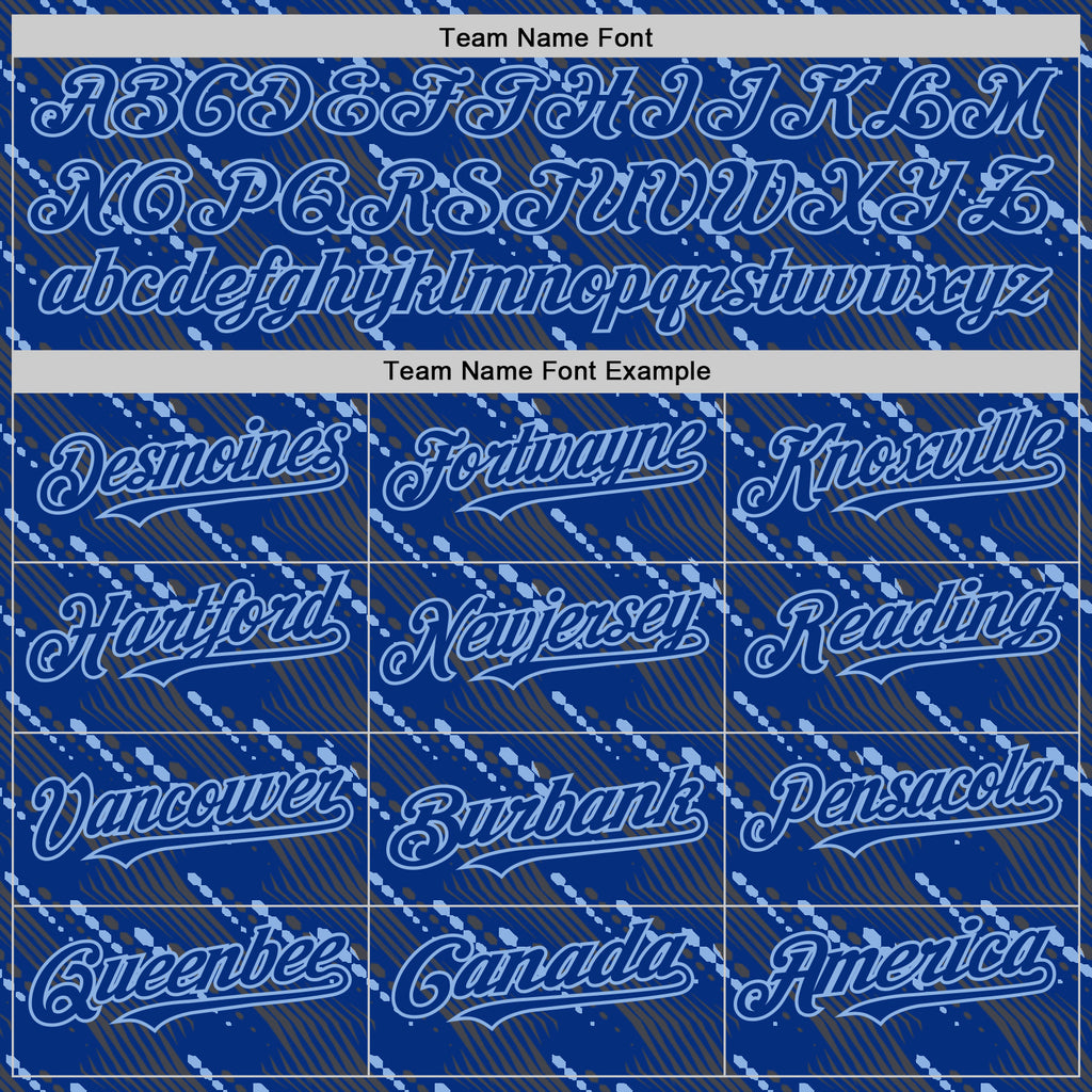 Custom Royal Light Blue 3D Pattern Design Slant Lines Authentic Baseball Jersey