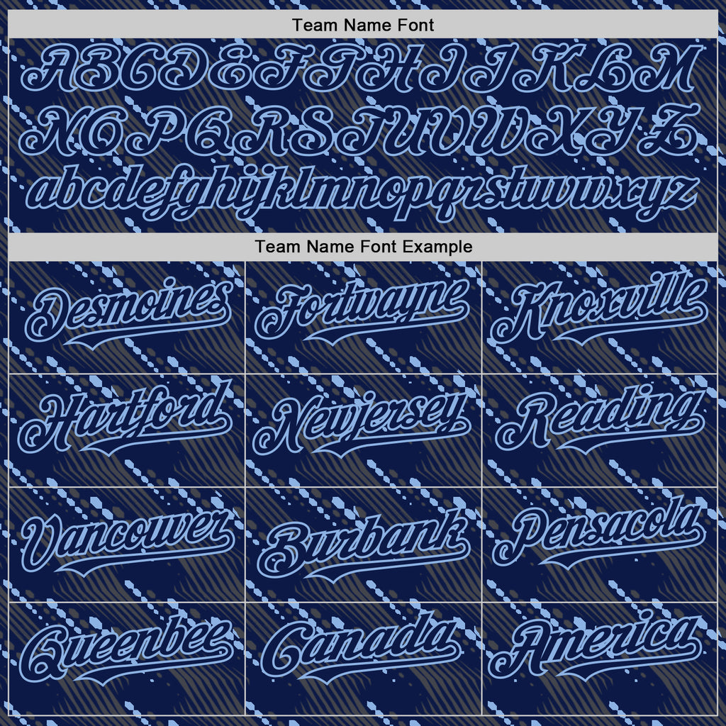 Custom Navy Light Blue 3D Pattern Design Slant Lines Authentic Baseball Jersey