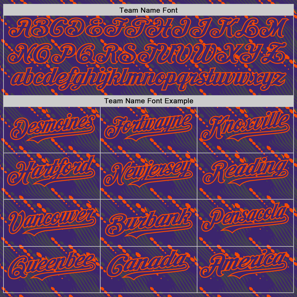Custom Purple Orange 3D Pattern Design Slant Lines Authentic Baseball Jersey