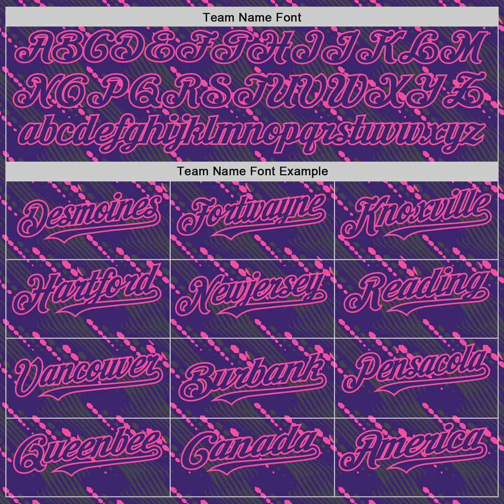 Custom Purple Pink 3D Pattern Design Slant Lines Authentic Baseball Jersey