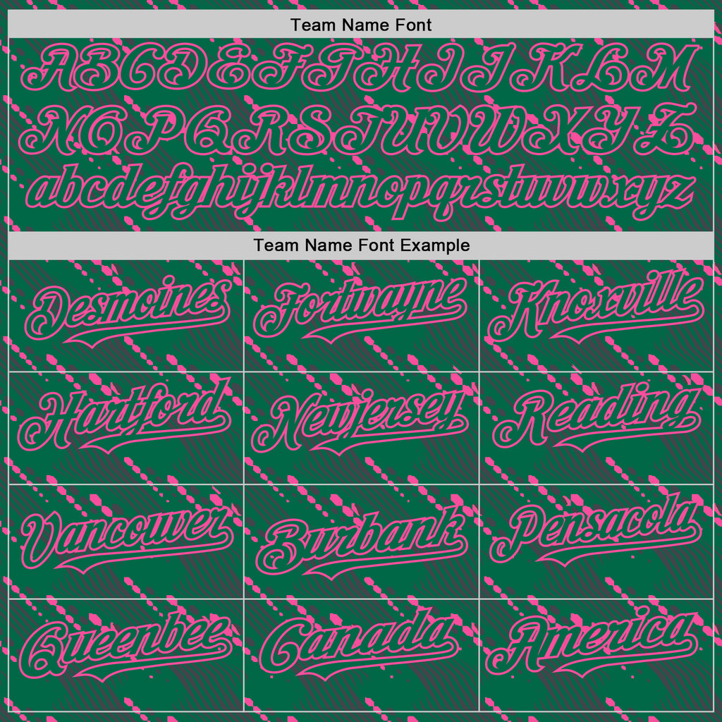 Custom Kelly Green-Pink 3D Pattern Design Slant Lines Authentic Baseball Jersey