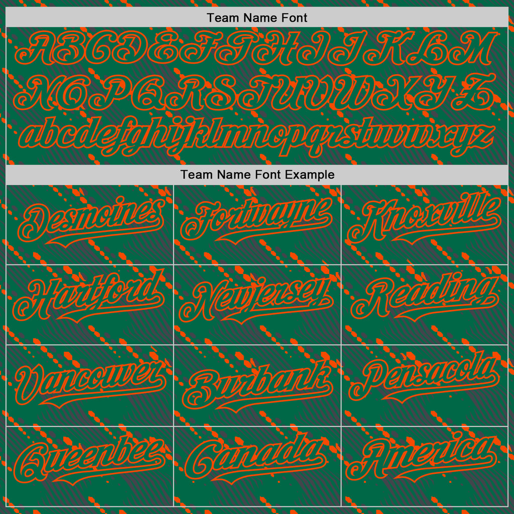 Custom Kelly Green-Orange 3D Pattern Design Slant Lines Authentic Baseball Jersey