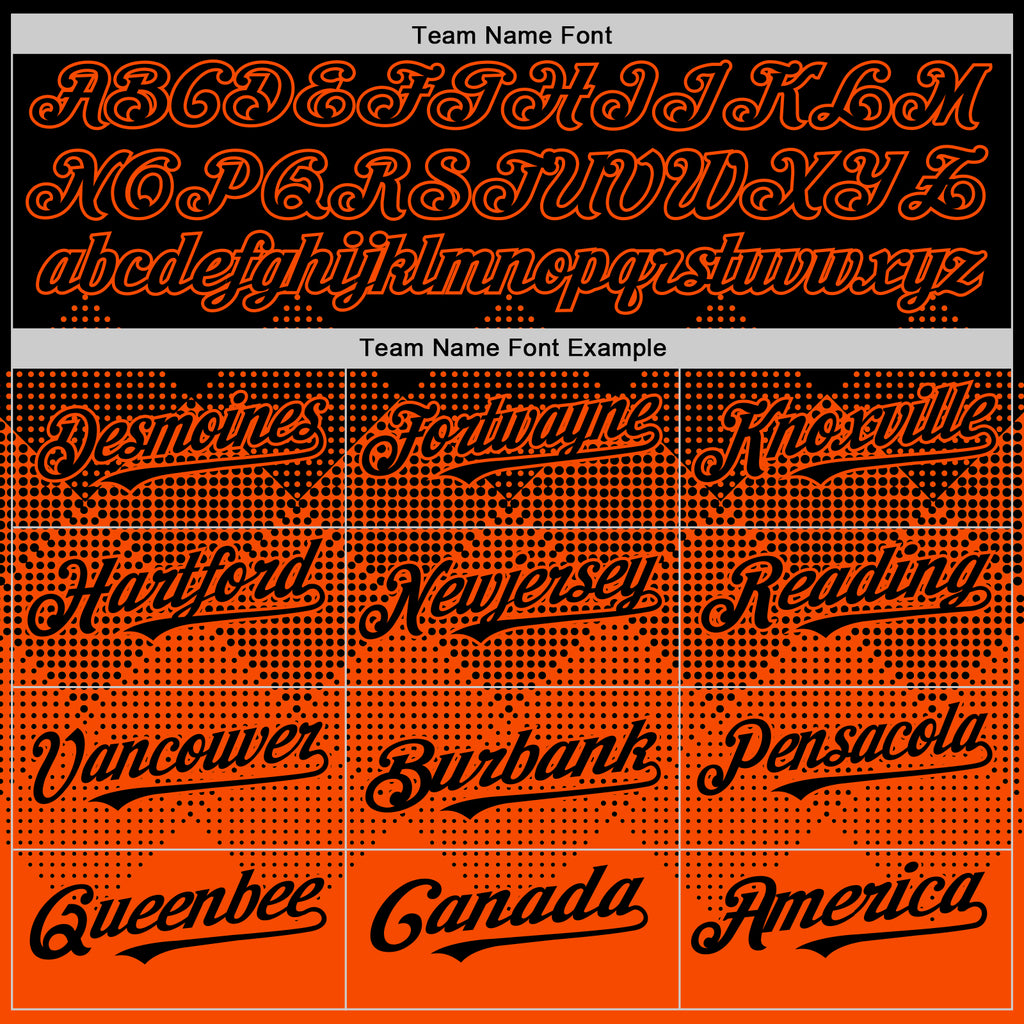 Custom Black Orange 3D Pattern Design Gradient Square Shapes Authentic Baseball Jersey