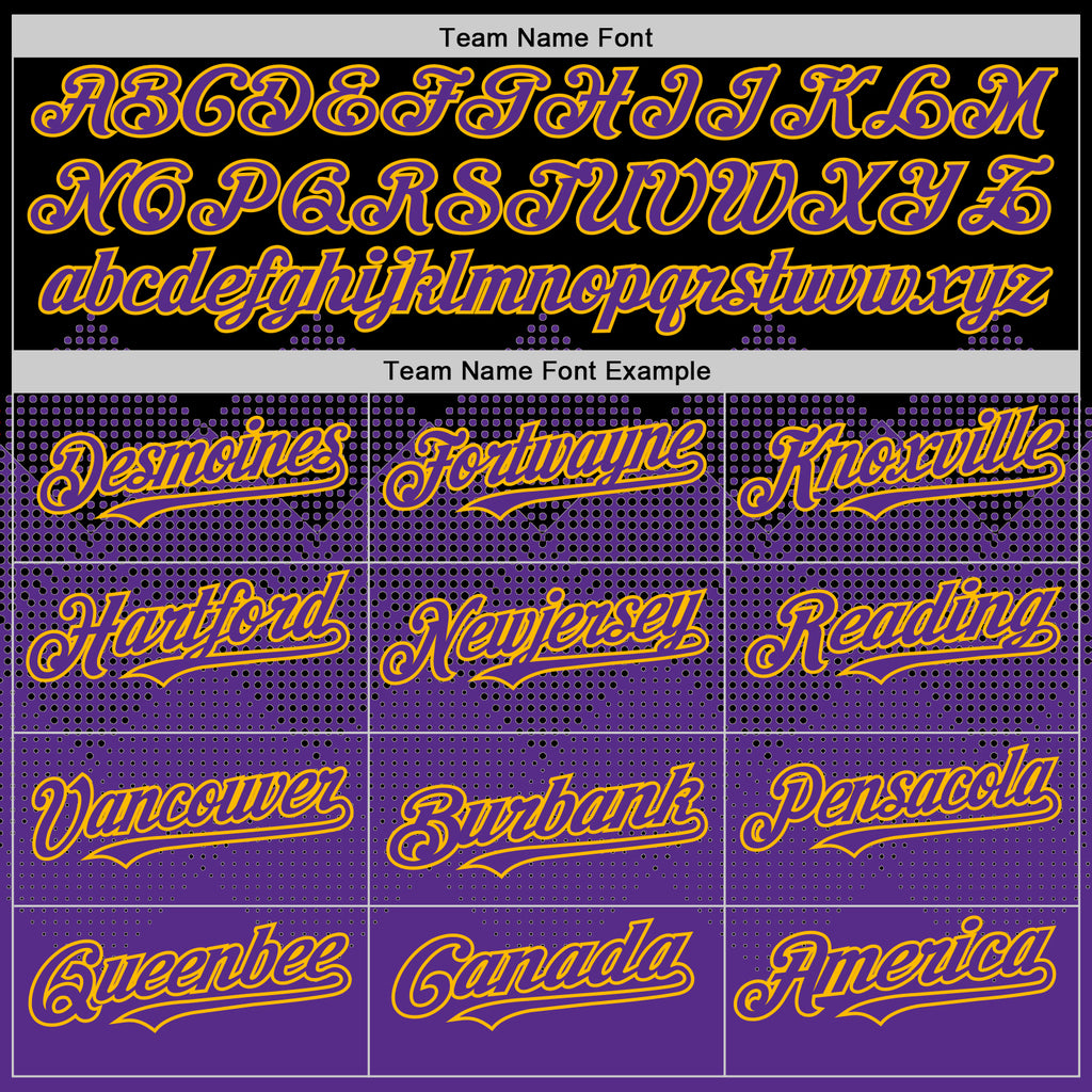 Custom Black Purple-Gold 3D Pattern Design Gradient Square Shapes Authentic Baseball Jersey