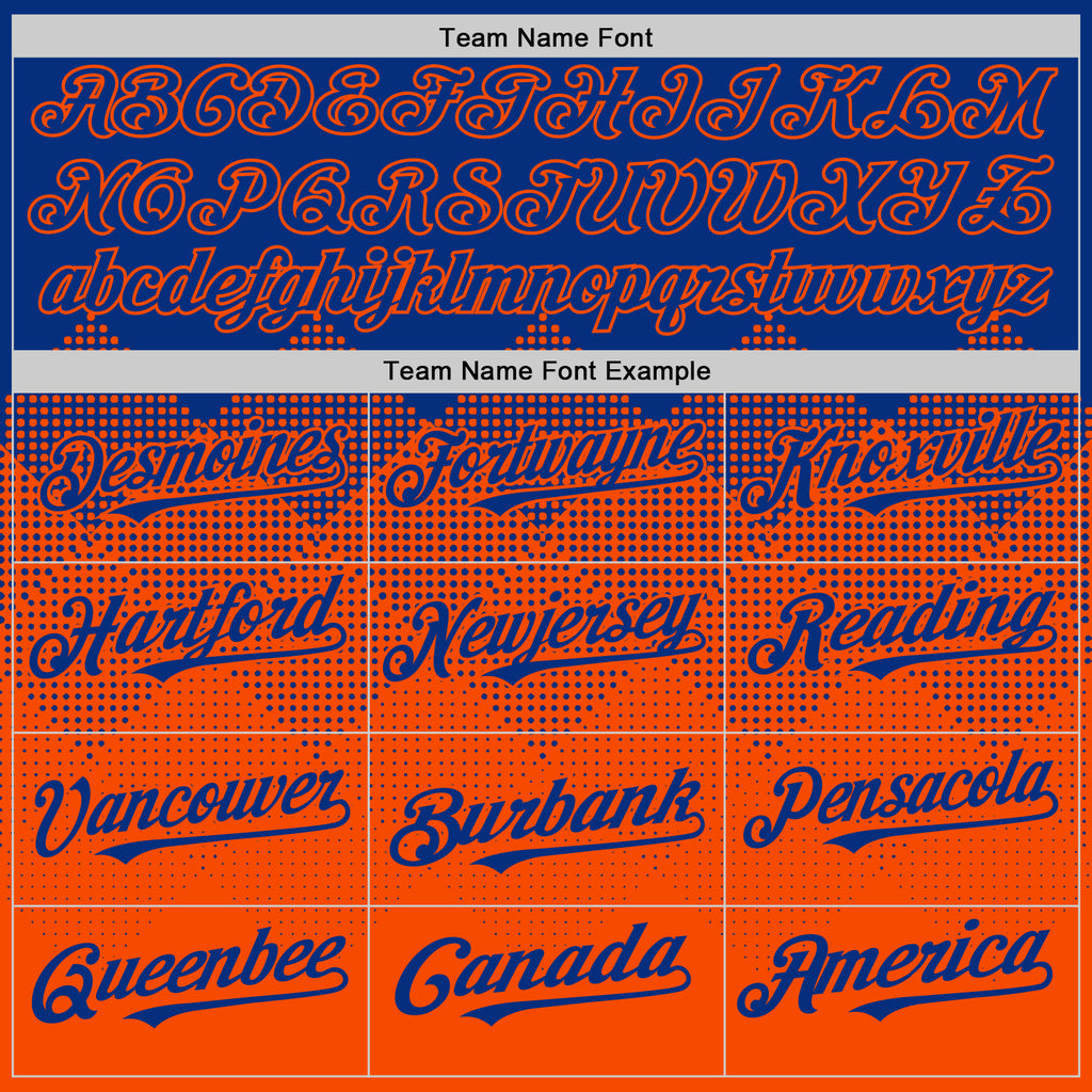 Custom Royal Orange 3D Pattern Design Gradient Square Shapes Authentic Baseball Jersey