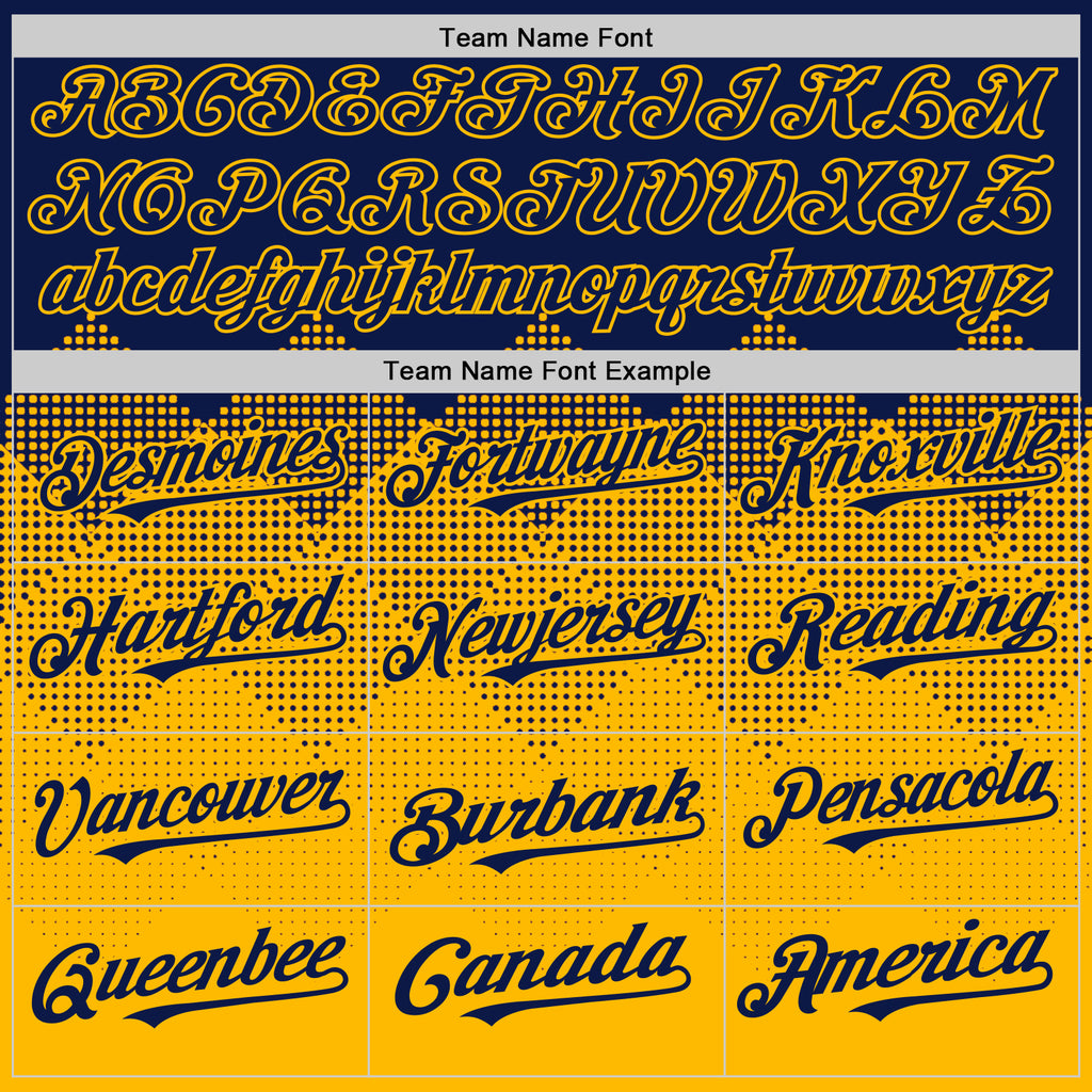Custom Navy Gold 3D Pattern Design Gradient Square Shapes Authentic Baseball Jersey