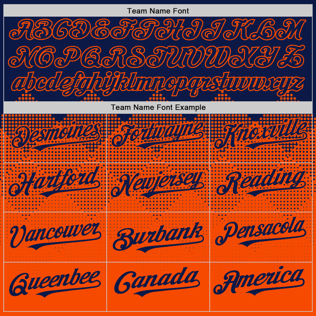 Custom Navy Orange 3D Pattern Design Gradient Square Shapes Authentic Baseball Jersey