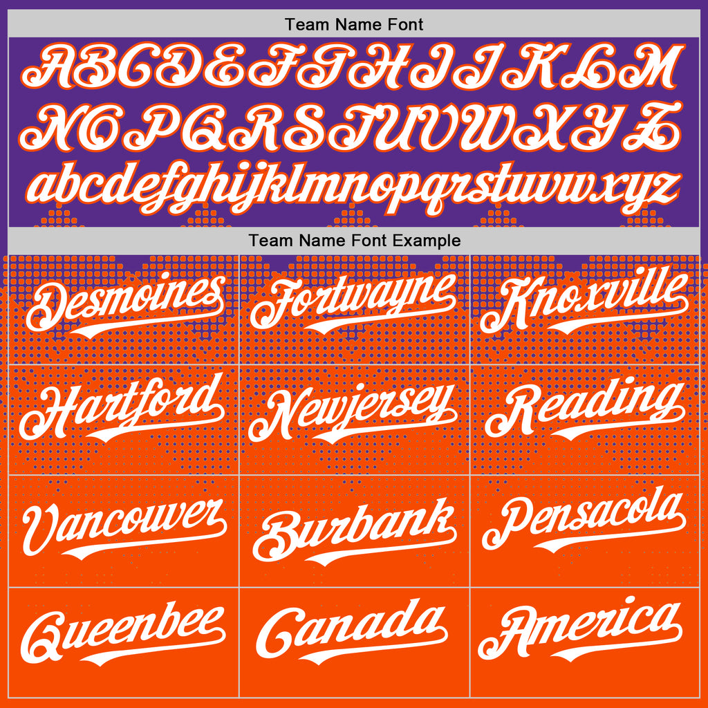 Custom Purple White-Orange 3D Pattern Design Gradient Square Shapes Authentic Baseball Jersey