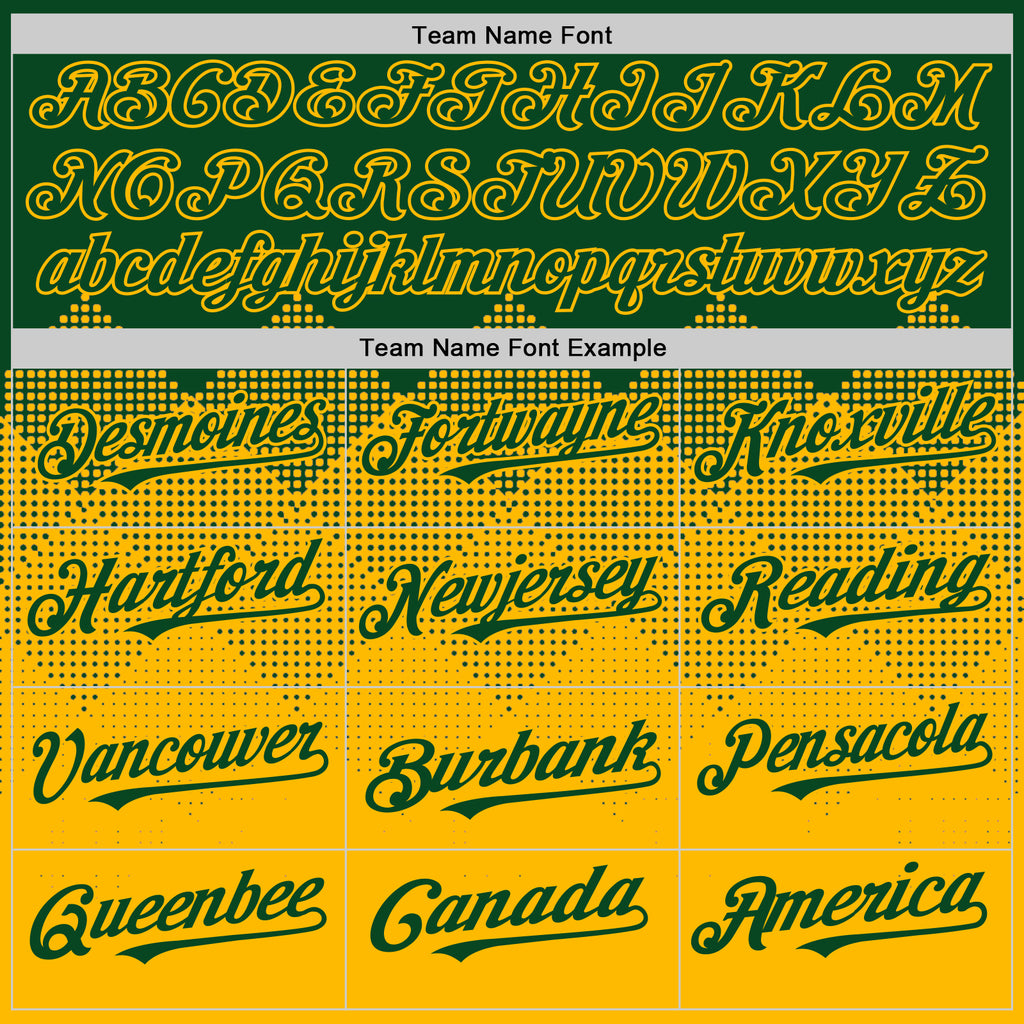 Custom Green Gold 3D Pattern Design Gradient Square Shapes Authentic Baseball Jersey