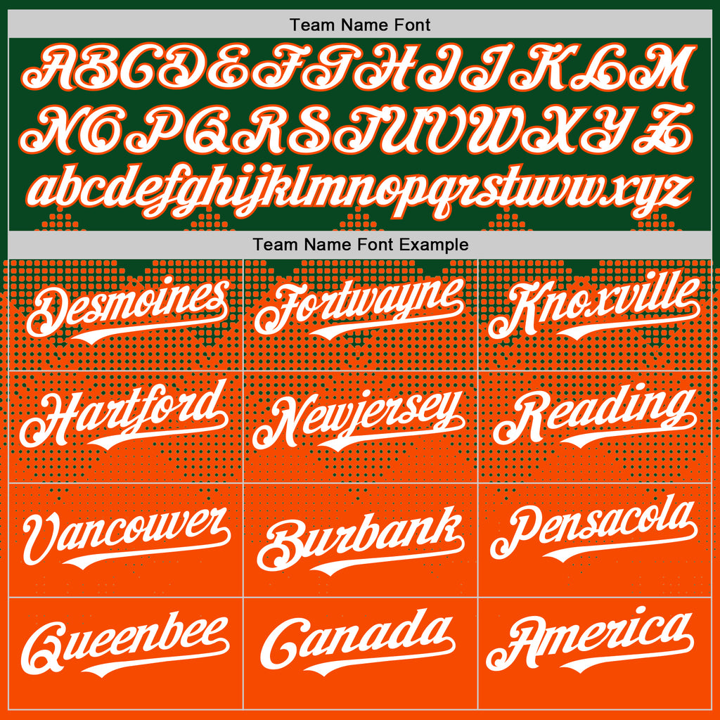 Custom Green White-Orange 3D Pattern Design Gradient Square Shapes Authentic Baseball Jersey