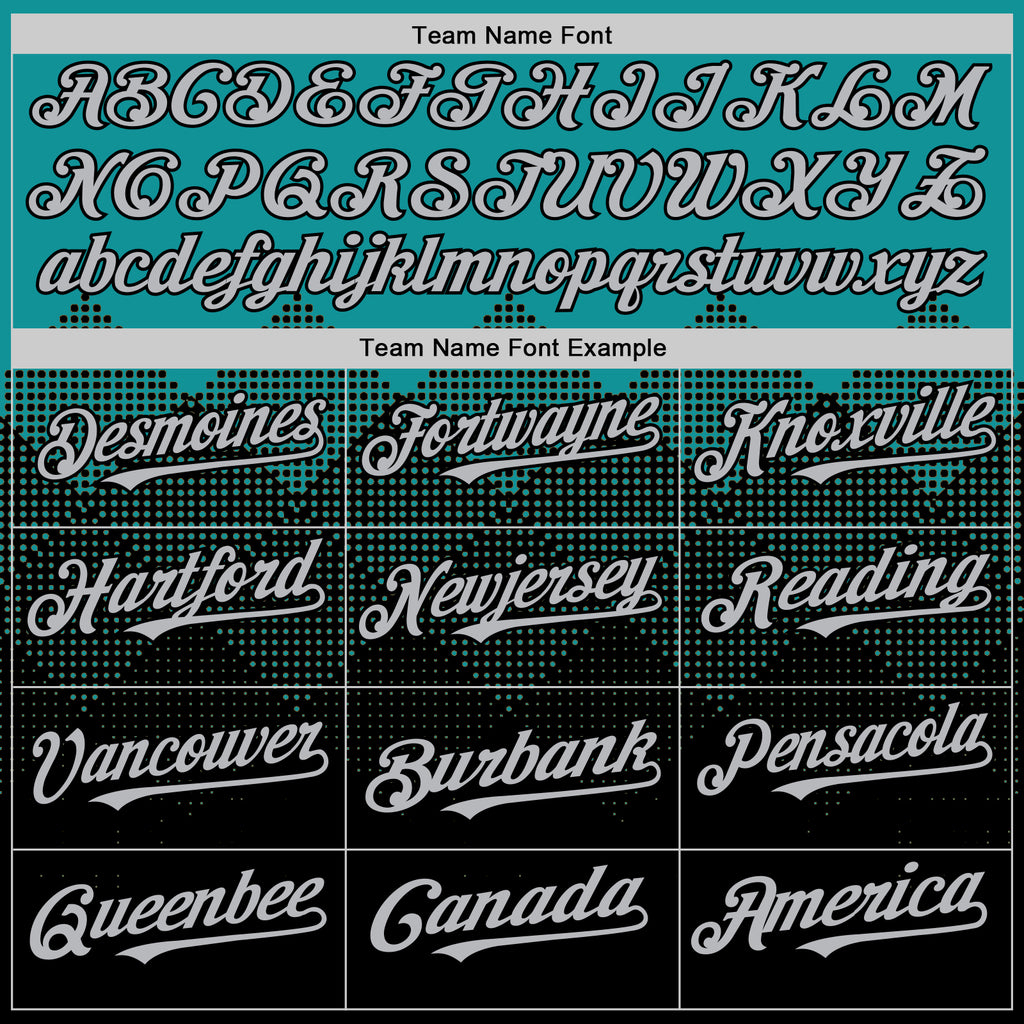 Custom Teal Gray-Black 3D Pattern Design Gradient Square Shapes Authentic Baseball Jersey