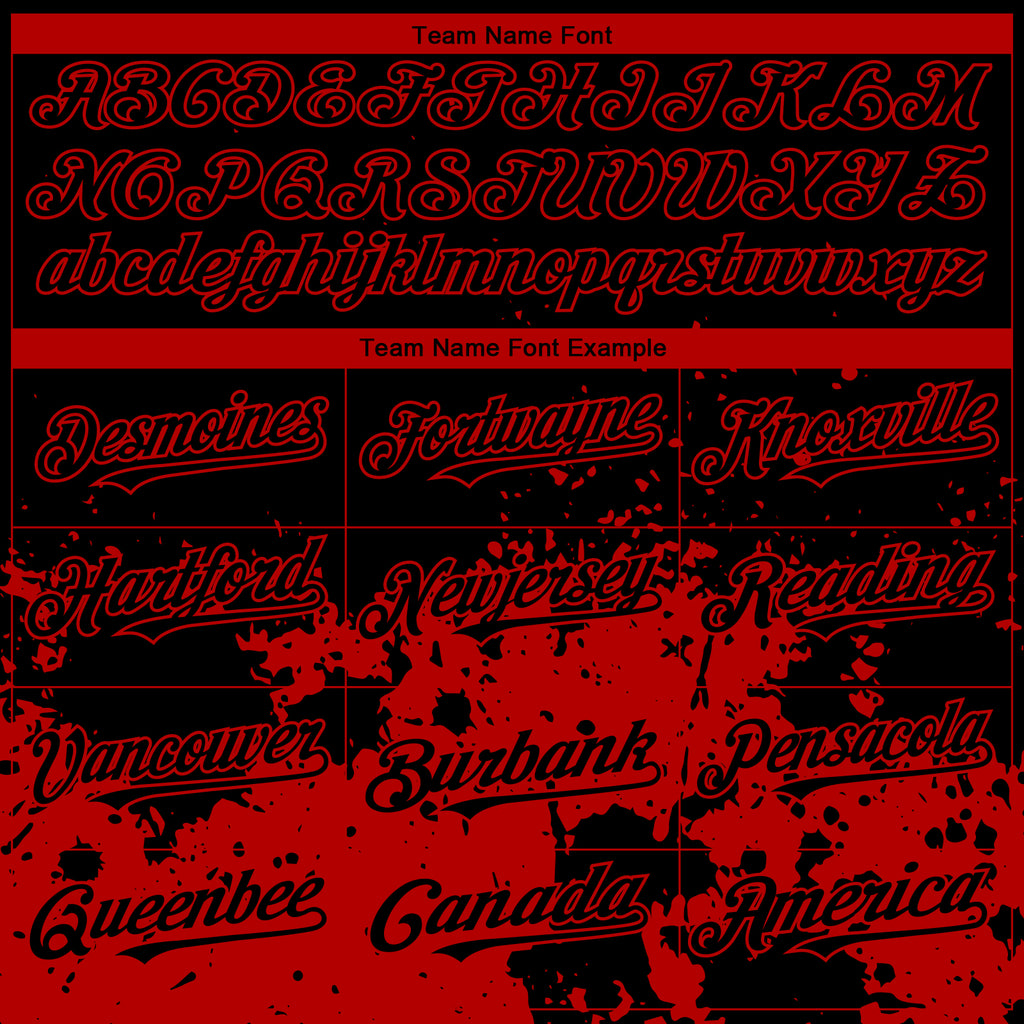 Custom Black Red 3D Pattern Design Abstract Splash Grunge Art Authentic Baseball Jersey