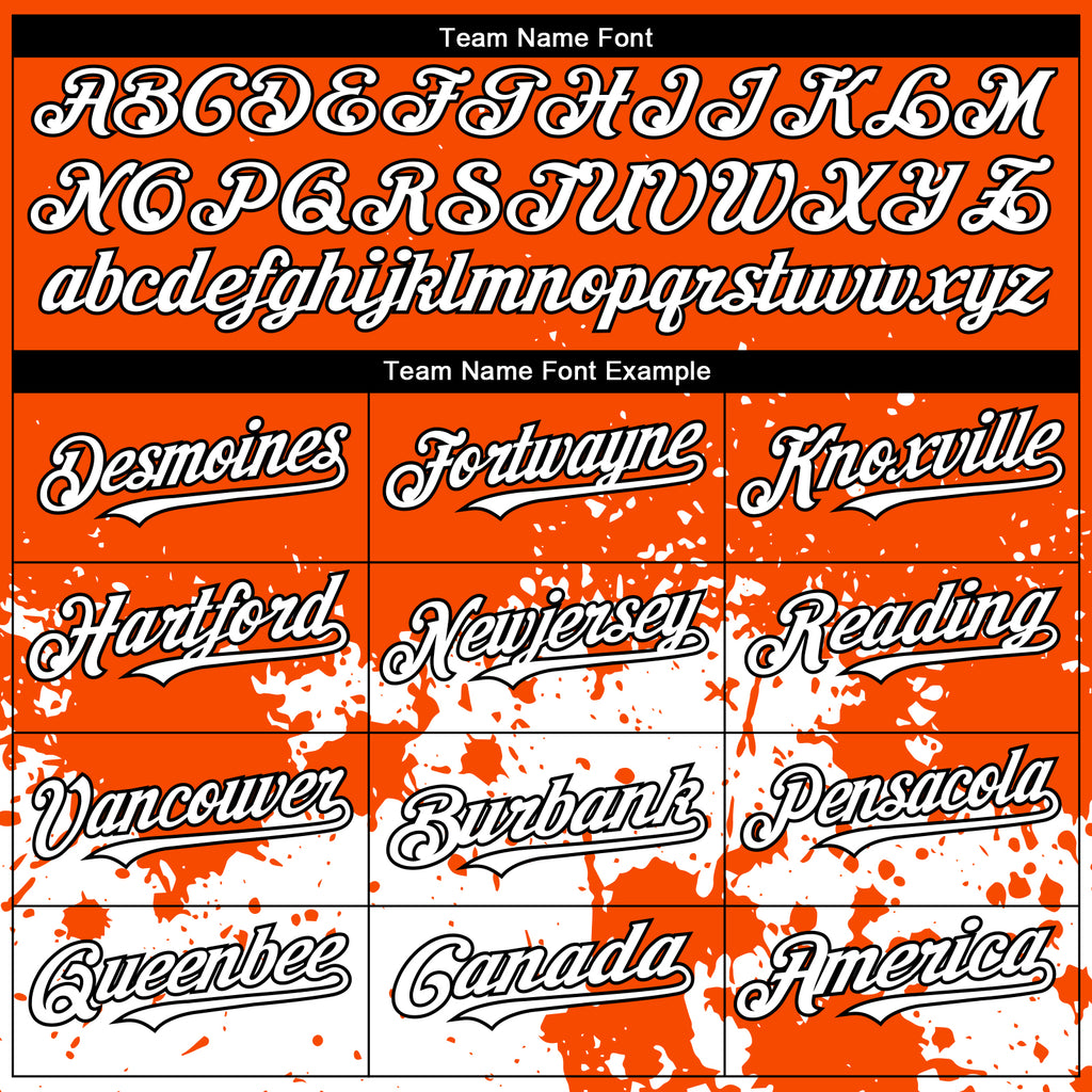 Custom Orange White-Black 3D Pattern Design Abstract Splash Grunge Art Authentic Baseball Jersey