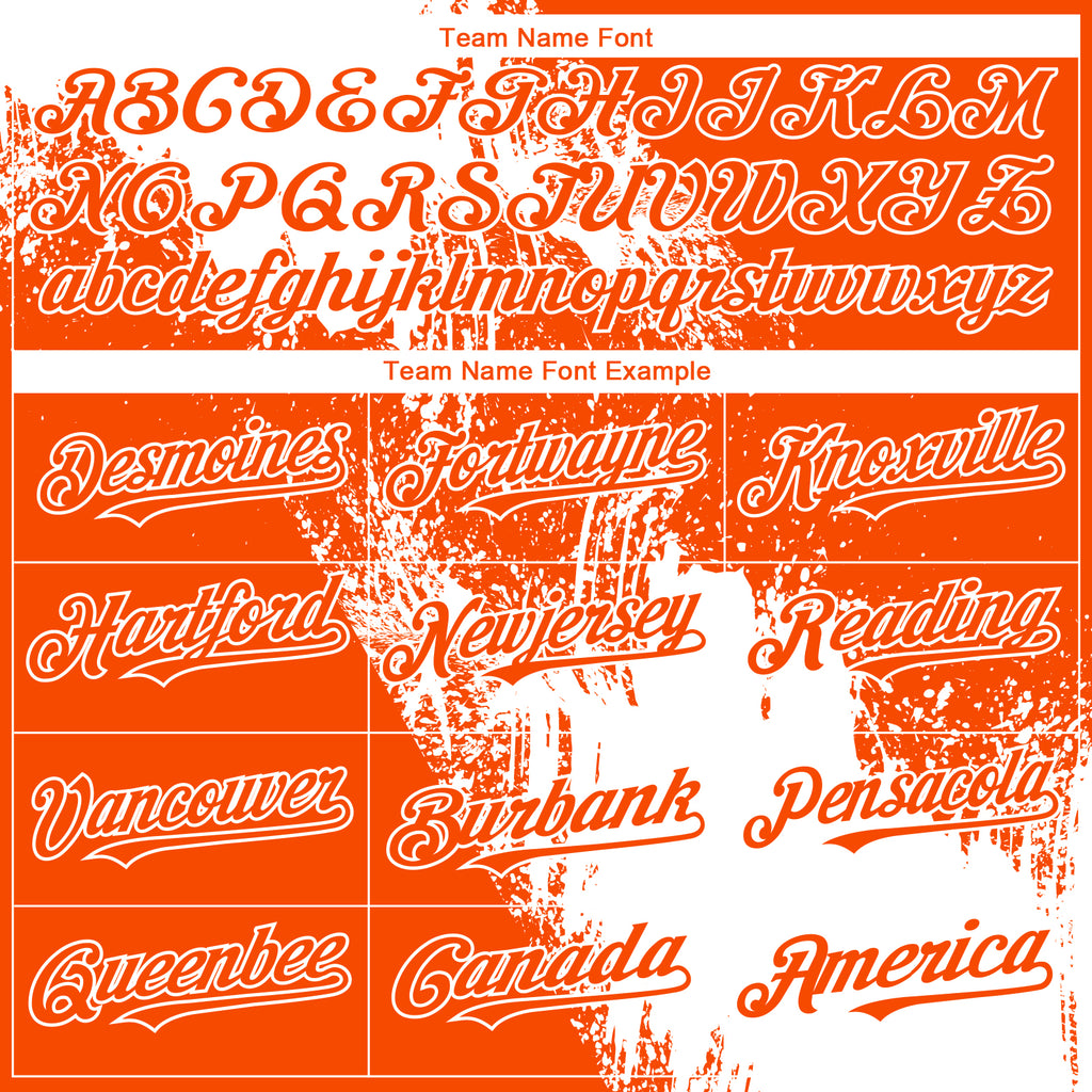 Custom Orange White 3D Pattern Design Abstract Brush Stroke Authentic Baseball Jersey