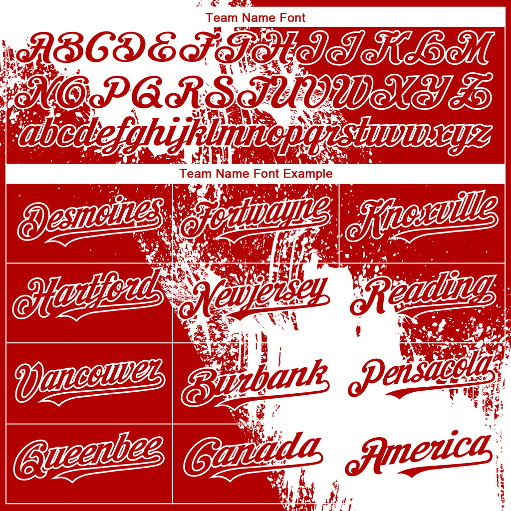 Custom Red White 3D Pattern Design Abstract Brush Stroke Authentic Baseball Jersey
