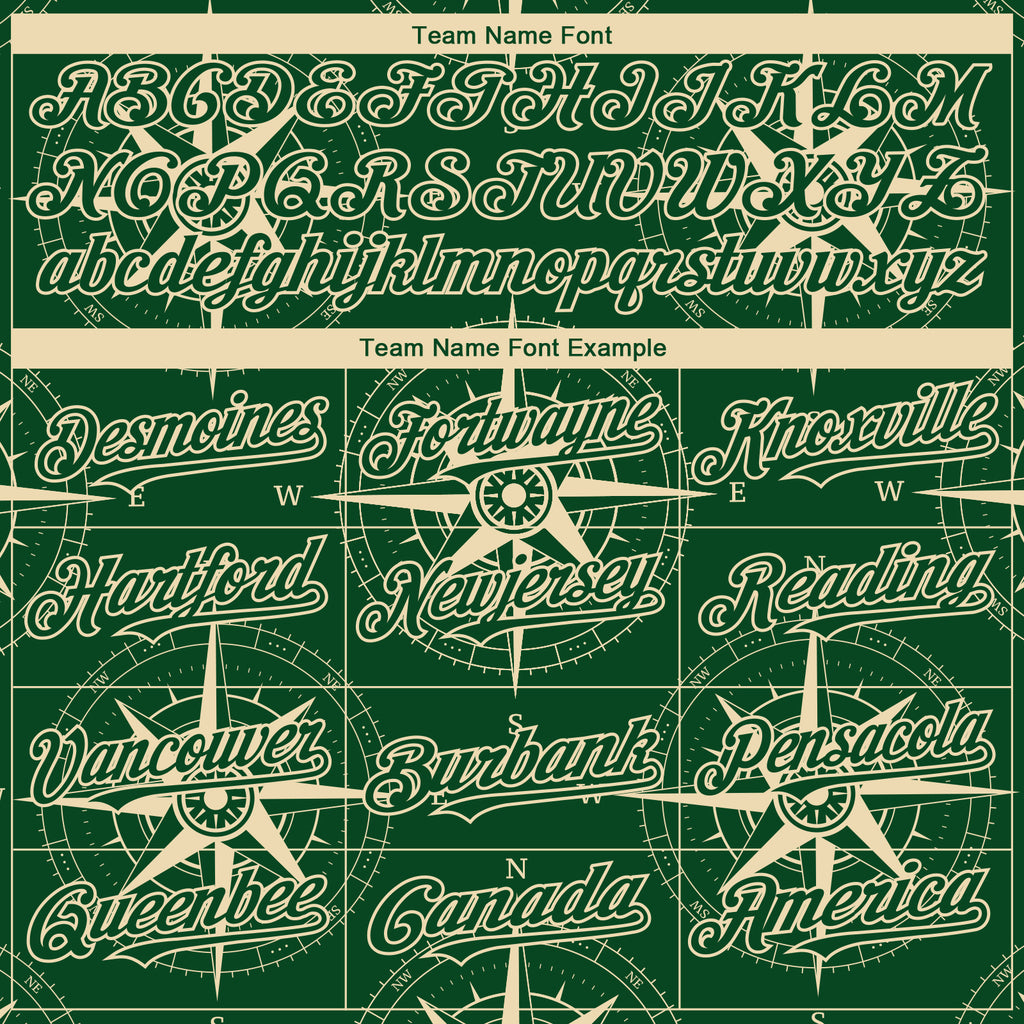Custom Green City Cream 3D Pattern Design Navigation Compass Authentic Baseball Jersey
