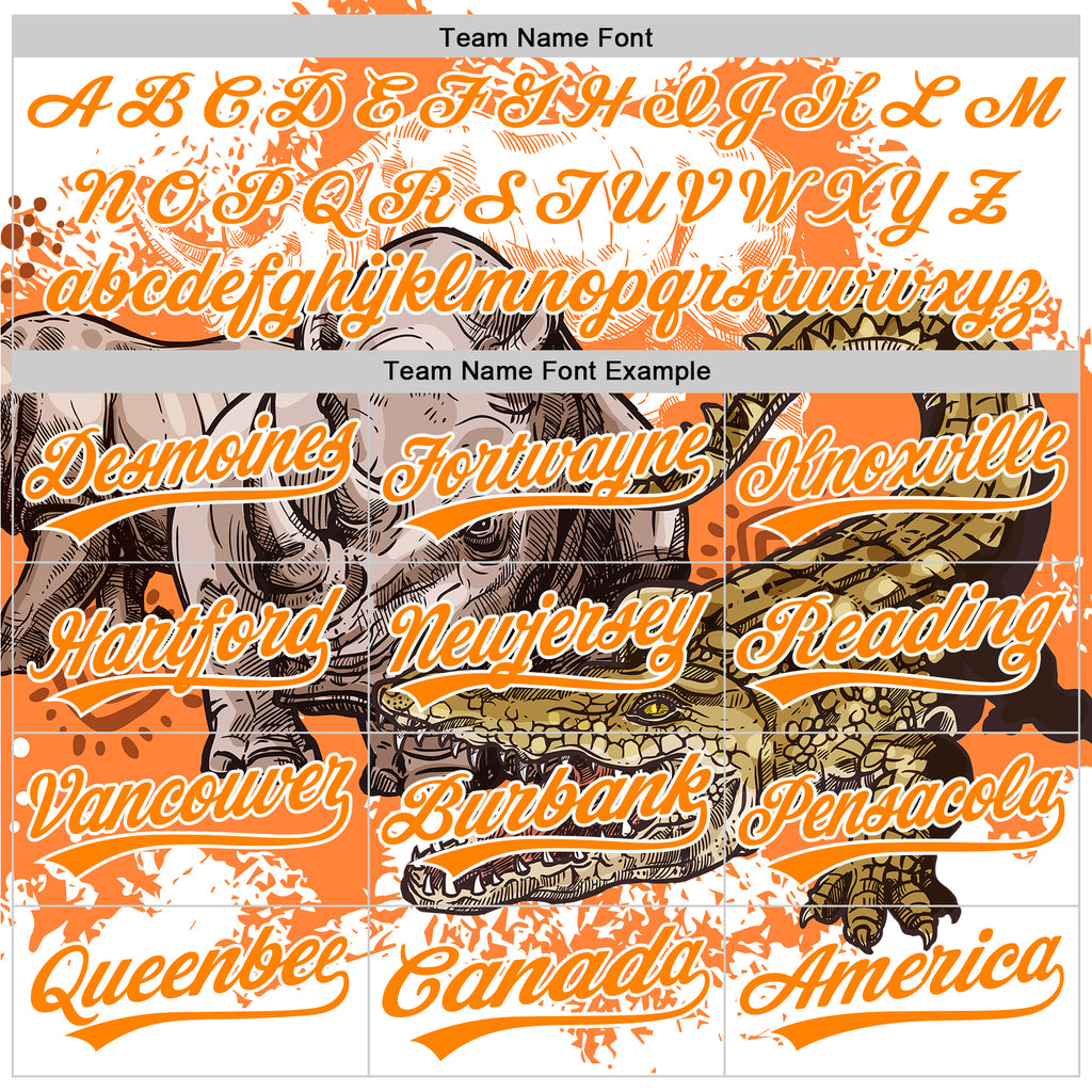 Custom White Bay Orange 3D Pattern Design Crocodile Authentic Baseball Jersey