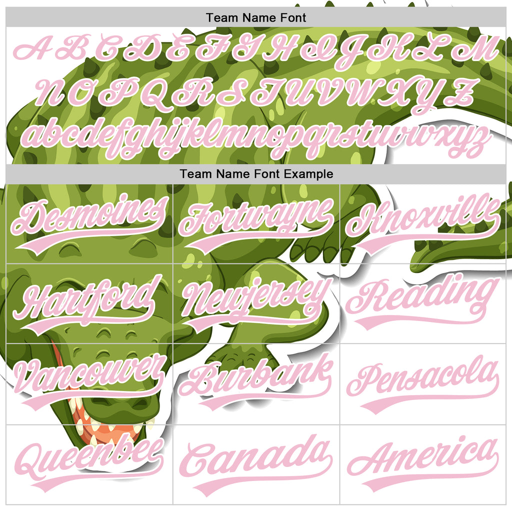 Custom White Medium Pink 3D Pattern Design Cartoon Crocodile Authentic Baseball Jersey