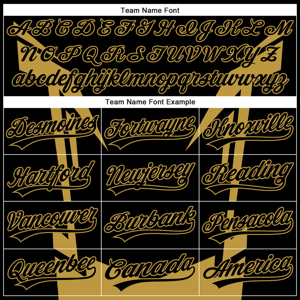 Custom Black Old Gold 3D Pattern Design Side Sharp Edges Authentic Baseball Jersey
