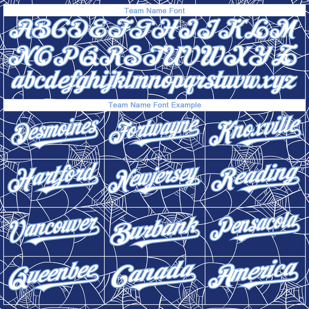 Custom Royal White-Light Blue 3D Pattern Design Spider Web Authentic Baseball Jersey