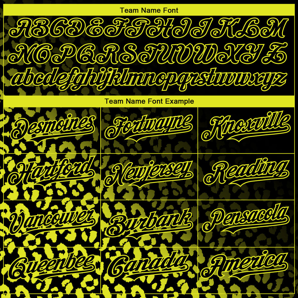 Custom Black Neon Yellow 3D Pattern Design Leopard Print Fade Fashion Authentic Baseball Jersey
