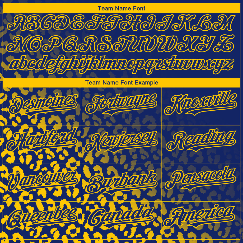 Custom Royal Yellow 3D Pattern Design Leopard Print Fade Fashion Authentic Baseball Jersey
