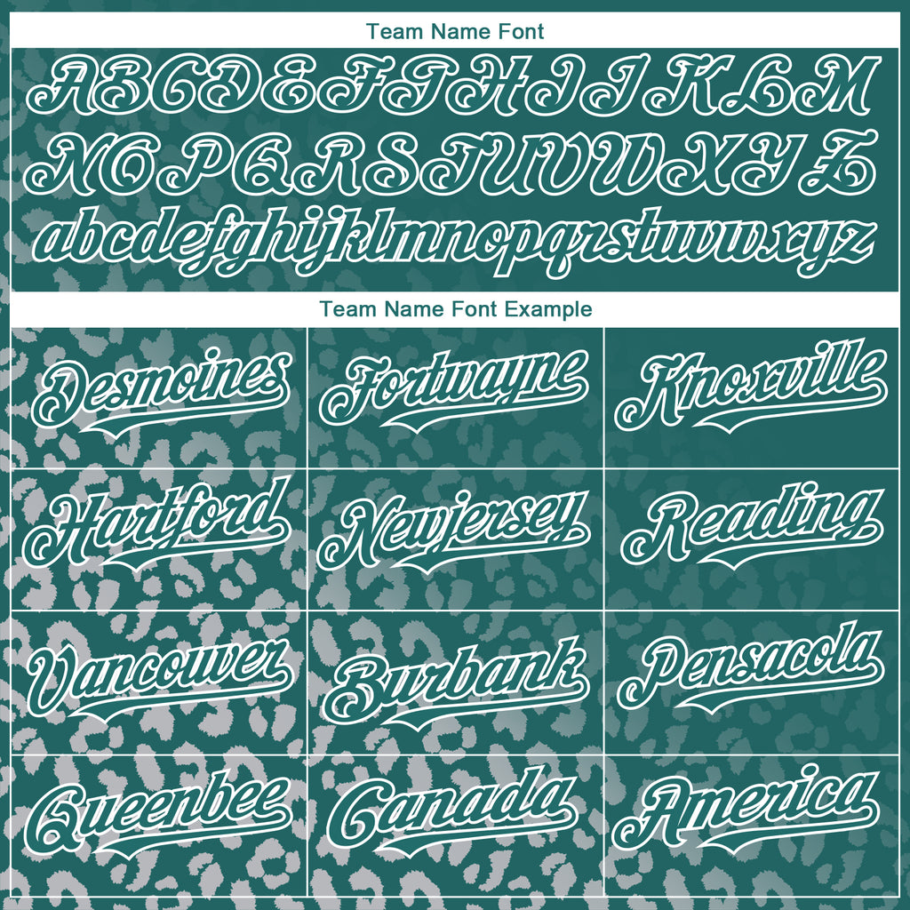 Custom Teal White 3D Pattern Design Leopard Print Fade Fashion Authentic Baseball Jersey