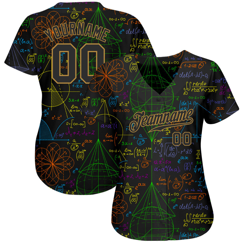 Custom 3D pattern design with math motifs on authentic baseball jersey with free shipping3