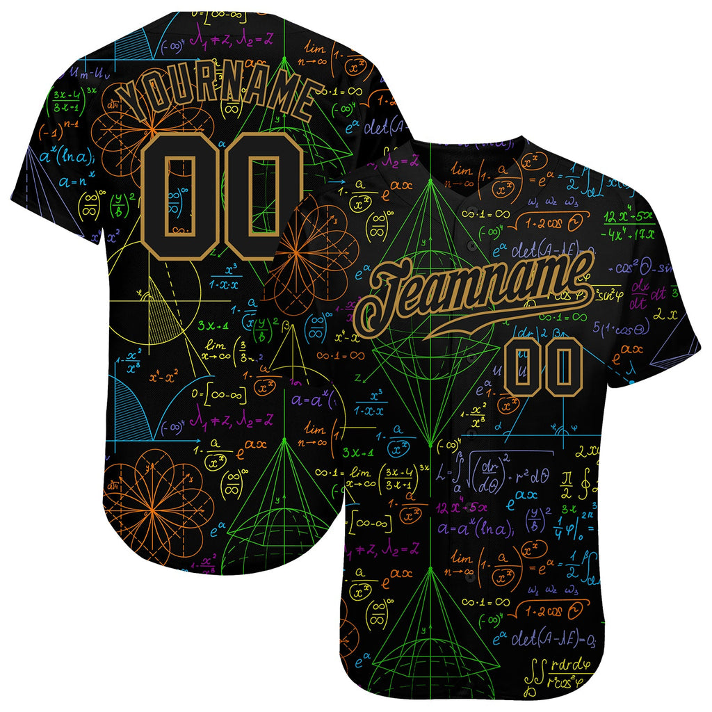 Custom 3D pattern design with math motifs on authentic baseball jersey with free shipping0