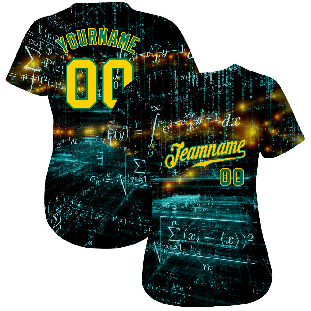 Custom 3D pattern design with math motifs on an authentic baseball jersey with free shipping3
