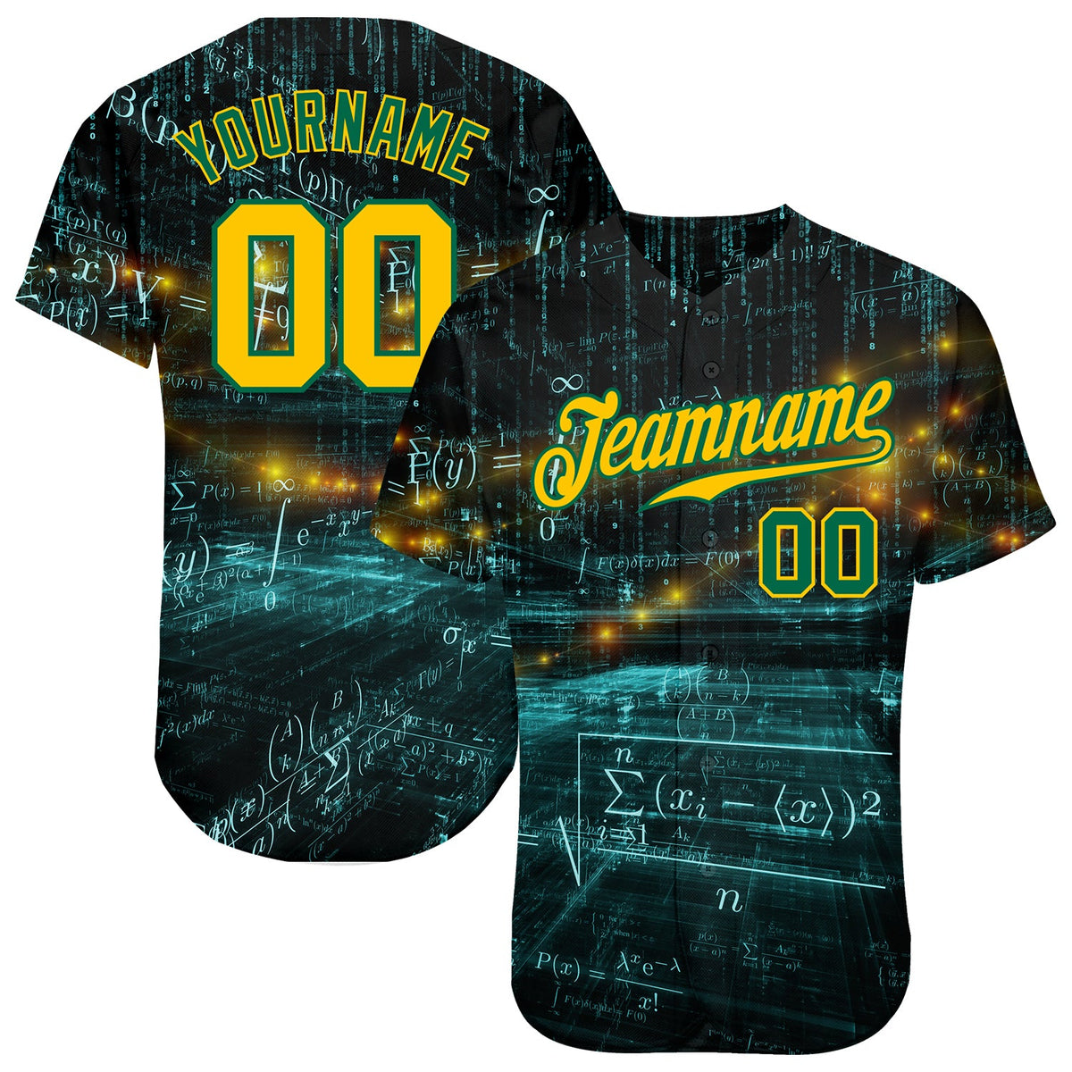 Custom Math-Inspired 3D Baseball Jersey - Authentic Design | DIYOJ