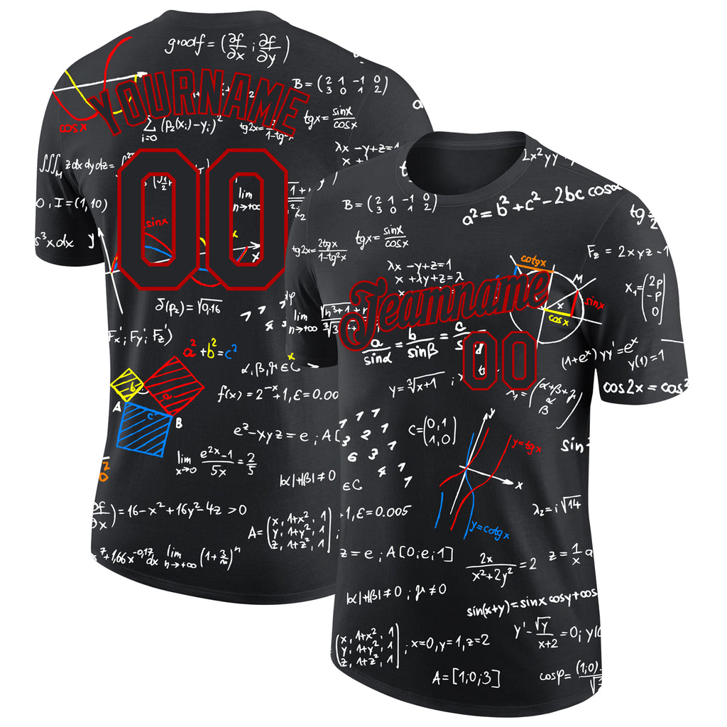 Custom 3D pattern design math performance t-shirt with free shipping2