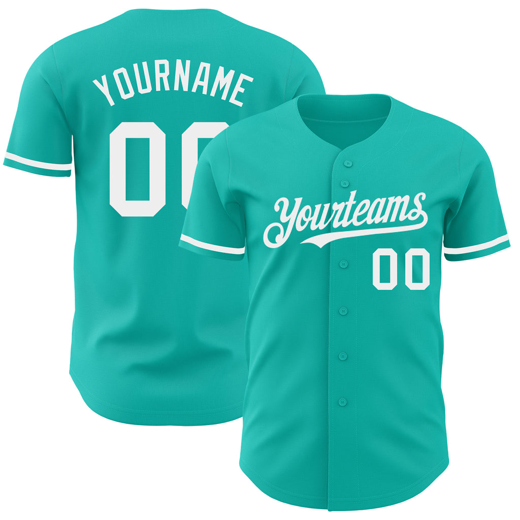 Custom aqua white authentic baseball jersey with free shipping0