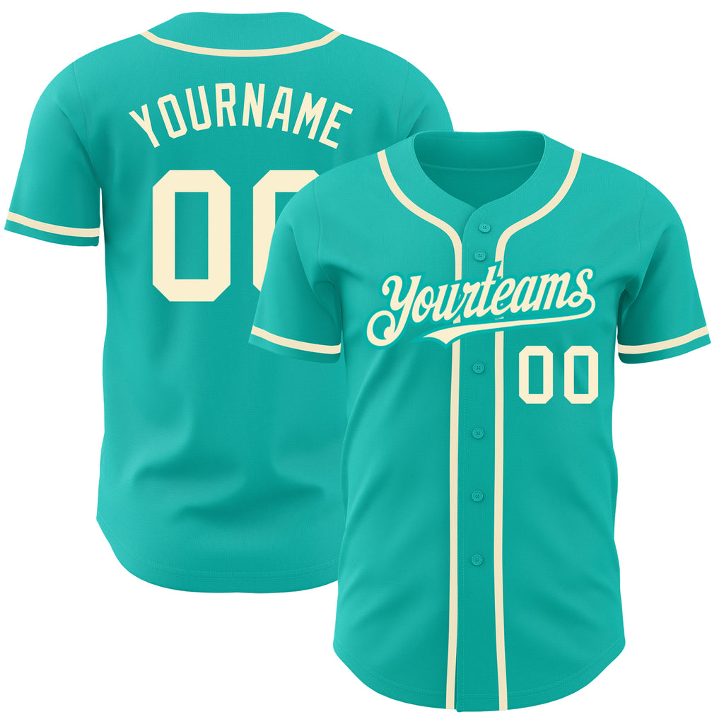 Custom aqua and cream authentic baseball jersey with free shipping0
