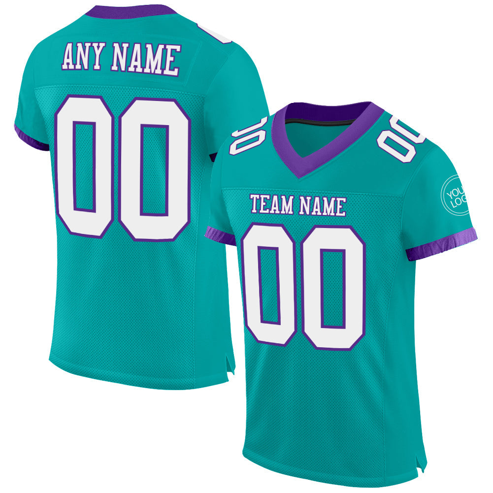 Custom aqua white-purple mesh authentic football jersey for sale online3