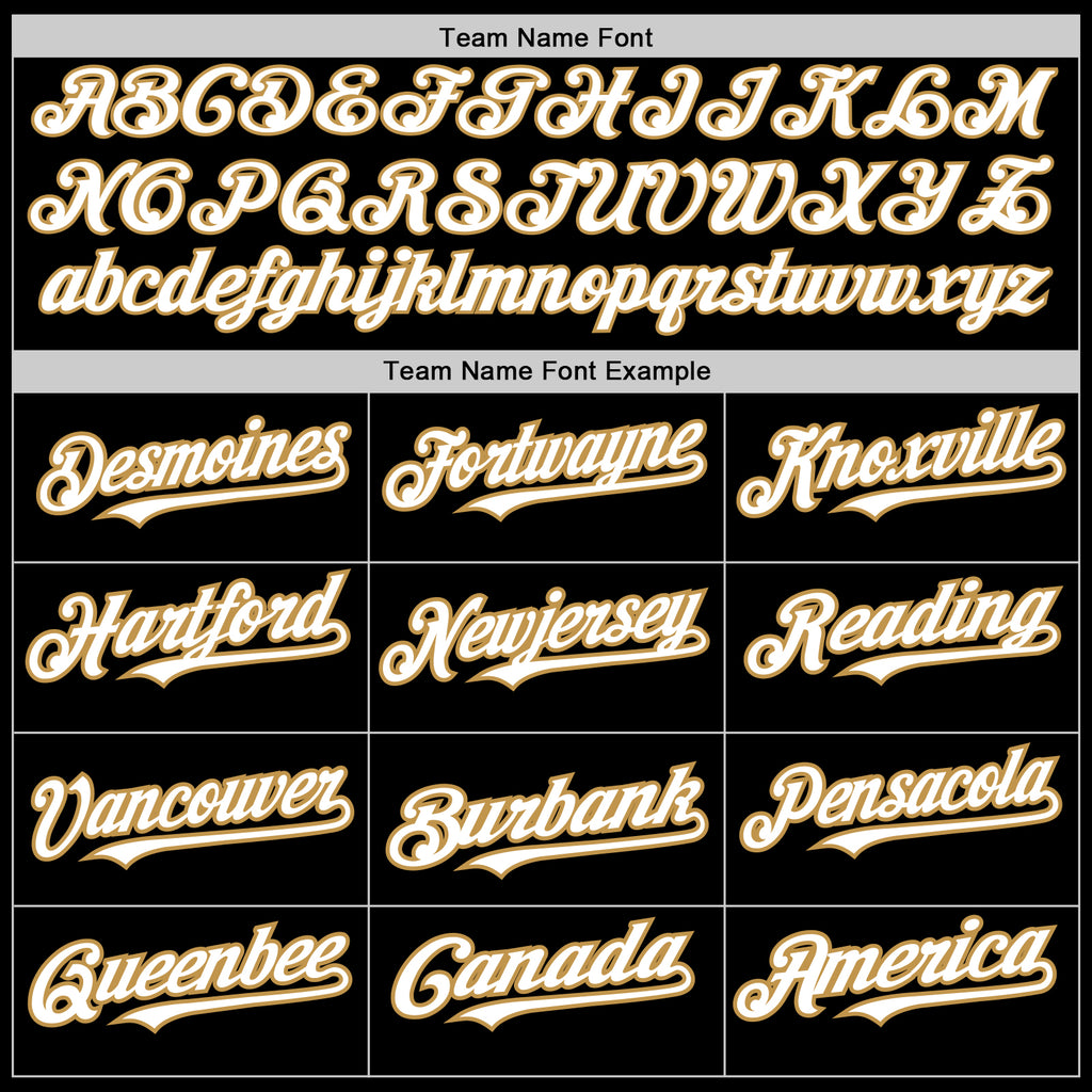 Custom Black White-Old Gold 3 Colors Arm Shapes Authentic Baseball Jersey